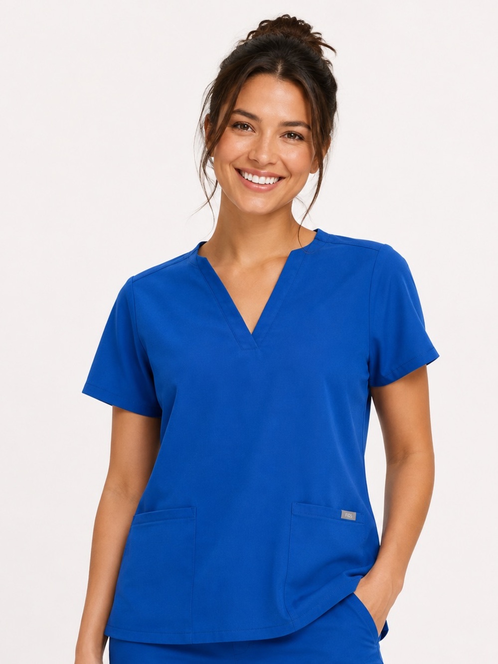 FIGS Technical Collection Royal Blue V-Neck Scrub Top Women’s Size L